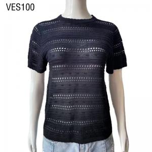 2023 Men's Thin Hollow Crochet O-Neck Pullover Short sleeved refreshing top