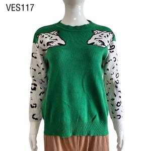 Autumn Fashion Women's Animal Print Panel O-Neck Long Sleeve Pullover Casual loose knit outdoor sweater