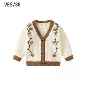 Customized Children's Cardigan Exquisite Fashion Jacquard Cute Children's Wear Autumn and Winter Knitted Long Sleeve Loose Coat Made by Chinese Clothing Factory