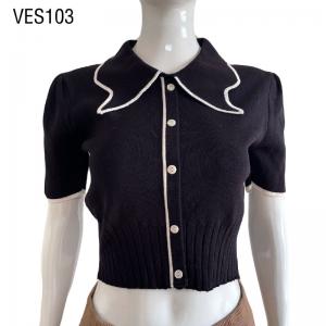 2023 Female Student Slim croptop Short Cardigan Short sleeved lapel knit single breasted dual color top Casual style sweater