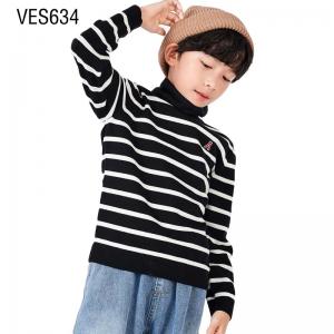 Customized Children's High Neck Classic Striped Pullover Fashion Trend Children's Wear Long Sleeve Sweater Autumn and Winter Clothing Customization China