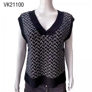Classic Fashion Knitted Deep V-Neck Sleeveless Tank Top Autumn casual fish scale top