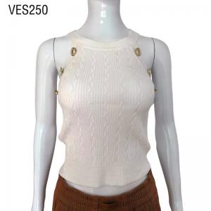 2023 Fashion and Comfort o Tie Button Decorative Tank Top Solid sleeveless threaded top