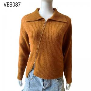 2023 New Autumn Fashion Tilt Open Zipper Design Polo Collar Cardigan Elegant knit fit sweater Outdoor casual clothing