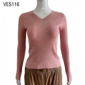2023 Autumn/Winter Knitted Sweater Pink Sexy Hot Diamond Pullover Women's top slim fitting V-neck long sleeved chic casual clothing
