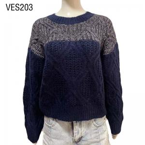 2023 New Men's Dual Color O-Neck Loose Pullover Thread Fashion Casual Sweater Loose cuffed top