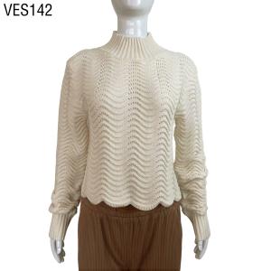 2023 New Women's Twisted Flower Knitted Pullover Autumn and Winter Fashion High Neck Fit White Woolen Sweater
