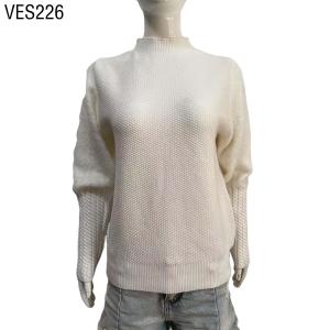 2023 New Women's High Neck Spliced Sleeve Warm Loose Sweater Fashion Comfortable Long Sleeve Pullover