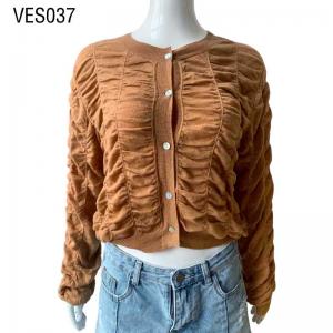 2023 New Warm Corduroy Jacket O-Neck Fit Single breasted Brown Cardigan Women's comfortable top for going out