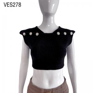 2023 New Summer Knitted pullover Women's short blouse Sexy Tank Top Button young girl croptop