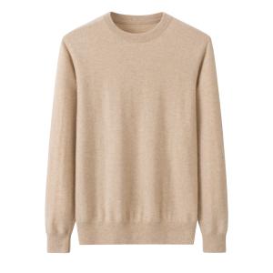 Men's Crew Neck Solid Plain Knit Cashmere Sweater