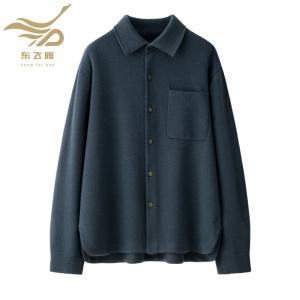 Men's Lapel Pocket Solid Cashmere Shirt