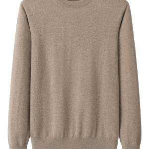 Men's Round Neck Solid Plain Cashmere Sweater