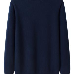 Navy Blue Round Neck Cashmere Sweater