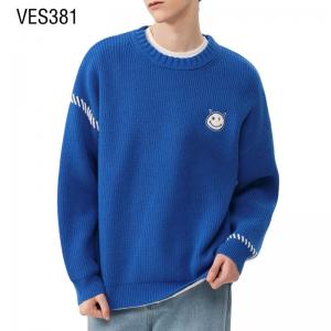 Customized Irregular Spliced Sleeves Men's Solid O-Neck Large Pullover Autumn and Winter Knitted Sweater Men's Knitwear Factory China