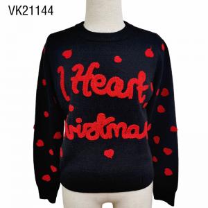 2023 Classic Two Tone O-Neck Pullover Text Printed Warm Sweater Comfortable Daily Outgoing Loose Top