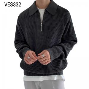 2023 New Men's Long Sleeve Zipper Polo Collar Long Sleeve Knitted Pullover Autumn and Winter Solid Loose Sweater Coat Daily outdoor topSweater manufacturer China