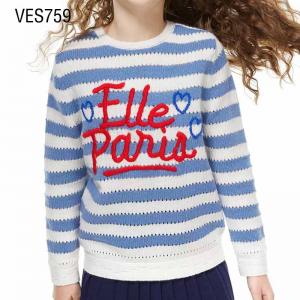 Customized Children's Fashion Trend Pullover Art Font Decal Fit Stripe Loose Sweater Made by Chinese Clothing Factory