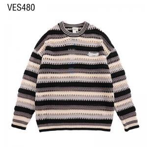 Customized Hollow out Pullover Knitted O-Neck Classic Fashion Stripe Gradient Color Long Sleeve Large Drop Shoulder Spring Loose Top Customized by Chinese clothing factories