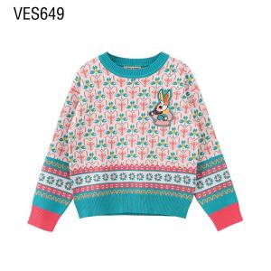 Customized Children's Pullover Loose Long Sleeve Vintage Pattern Little Rabbit Decal Autumn and Winter Sweater Long Sleeve O-Neck Clothing Customization Chinese Factory