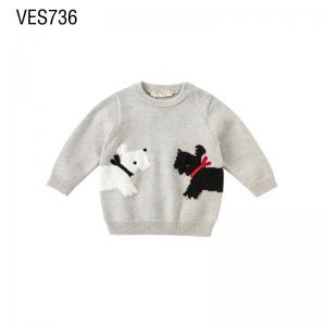 Customized Children's Pullover for Autumn and Winter Cute Two Dogs Decal Long Sleeve Loose Sweater Customized by Chinese Clothing Factory