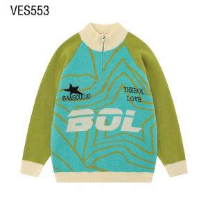 Custom Pullover Star Pattern Printed Splice Sleeve Small High Tie Zipper Sweater Autumn Winter Outdoor Sweatshirt Made in China Garment Factory