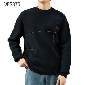 2023 Custom Pullover Men's Dashed Stripe Solid Large Sweater Autumn and Winter Long Sleeve O-Neck Dress Top Clothing Factory China