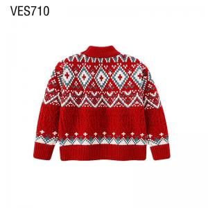 Customized Christmas Children's Pullover Classic Retro Geometric Pattern Loose Collar Long Sleeve Warm Sweater Autumn and Winter Outdoor Top Made in China Factory