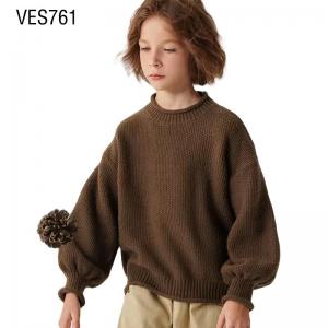 Customized Children's Pullover Small High Neck Loose Solid Color Simple Style High Quality Sweater Autumn and Winter Outdoor Exquisite Children's Clothing Made in Chinese Factory