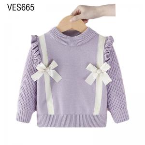 Customized Children's Pullover Vintage Lolita Style Knitted Sweater Soft, Comfortable, Loose fitting Long Sleeve Top Made in Chinese Factory