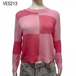 2023 Casual Pullover Autumn/Winter Knitted Sweater Women's Fit Two Color Long Sleeve Young girl patchwork style knit shirt
