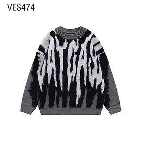 2023 Custom Hot Selling Pullover Punk Font Jacquard Long Sleeve Sweater Young Boys Popular Street Top Customized by Chinese Clothing Factory