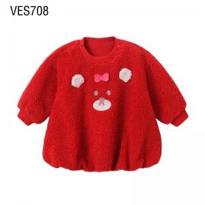 Customized Children's O-neck Warm Pullover Solid Color Cute Jacquard Autumn and Winter Soft and High Quality Sweaters Manufactured by Chinese Factory