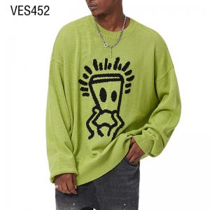 2023 Customized LOGO OEM&ODM Pullover for Men Cute Graffiti Style o Neck Sweatshirt Neon Blue Yellow Sweater Chinese Clothing Factory