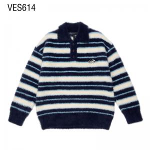 Customized Haima Hair Pullover Y2K Classic Neon Stripe Soft Fashion Sweater Long Sleeve Polo Collar Unisex Loose fitting Clothing Made in Chinese Factory