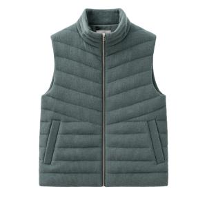 Sage Green Stand Collar Knit Quilted Padded Vest