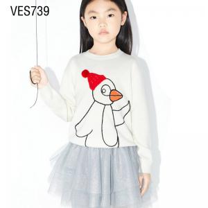 Customized 2023 New Long Sleeve Fitted Simple Cartoon Penguin Graffiti Printed Sweater for Autumn and Winter Soft and Exquisite Children's Clothing Manufactured by Chinese Clothing Factory