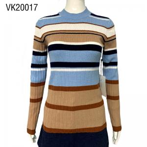 2023 Classic Retro Stripe Women's Long Sleeve Pullover Premium Grey Fit Long Sweater Academy style young girl top