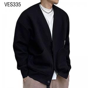 2023 New Men's Solid Color Fashion Long Sleeve Warm Cardigan V-neck Loose Single breasted Pocket Knitted Coat Casual outdoor comfortable top