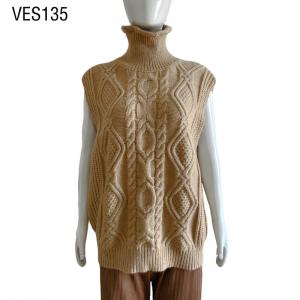 2023 New High Collar Brown Sleeveless Loose Sweater Classic diamond pattern pullover High quality comfortable top