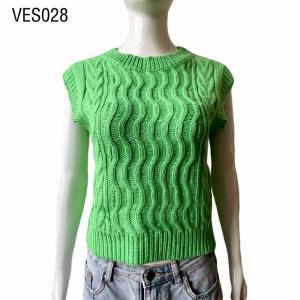 Vintage Bright Green Sleeveless O-Neck Crochet Sweater Short sleeved knitted wool sweater Unisex Fit Tank Top