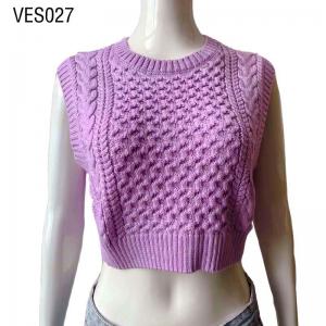Spring Knitted Pullover O-Neck Short Pullover Classic Vintage Purple Crop Top Short Young Girl Sweater