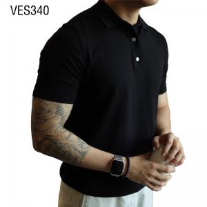 Summer men's lapel short sleeved solid knit pullover Solid Mature Daily Fit Top
