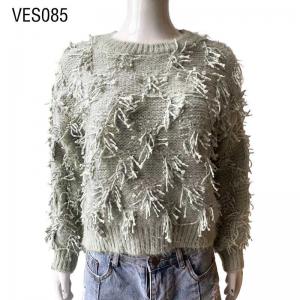 2023 Autumn/Winter Grey Women's Tassel Casual Long Sleeve Regular Pullover Loose Sweater Long Sleeve Knitted Comfortable O-Neck Top