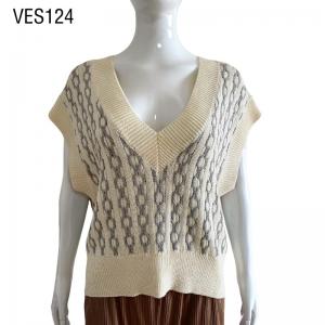 2023 British Fashion Deep V-Neck Loose Sweater Women's Classic Vintage Winter Knitted Tank Top Sleeveless solid color embellished gray outdoor pullover