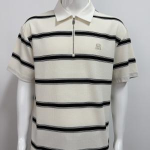 Wholesale Summer Stripe Contrast Color Knitted Men's Short Sleeve Pullover Sweater