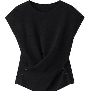 Women's Crew Neck Sleeveless Twist Waist Cashmere Sweater