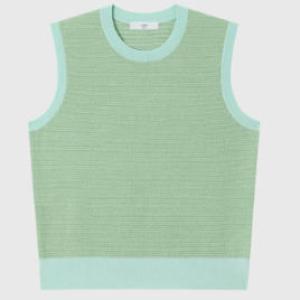 Women's Crew Neck Striped Sleeveless Cashmere Vest