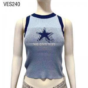 Y2K Summer Fashion Young Girl Star Pattern Knitted O-Neck Short Tank Top