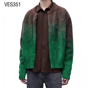 Retro style men's gradient color long sleeved knitted buttonless cardigan daily outdoor casual knitted jacketClothing Factory China